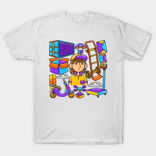 Woman Courier Kawaii Doodle T-Shirt